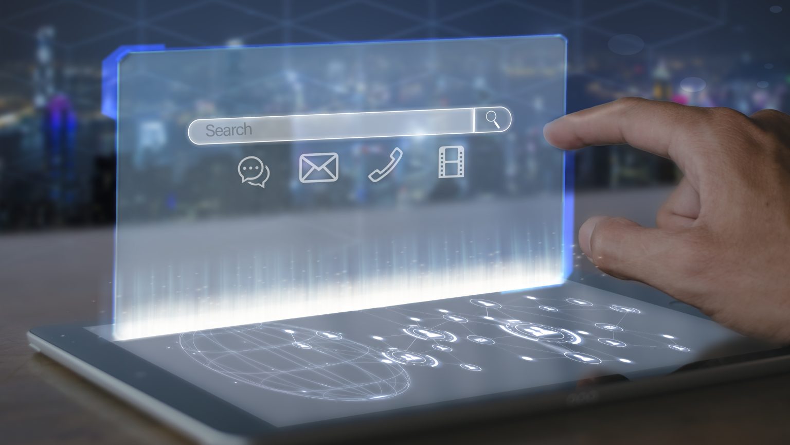 virtual digital screen search bar